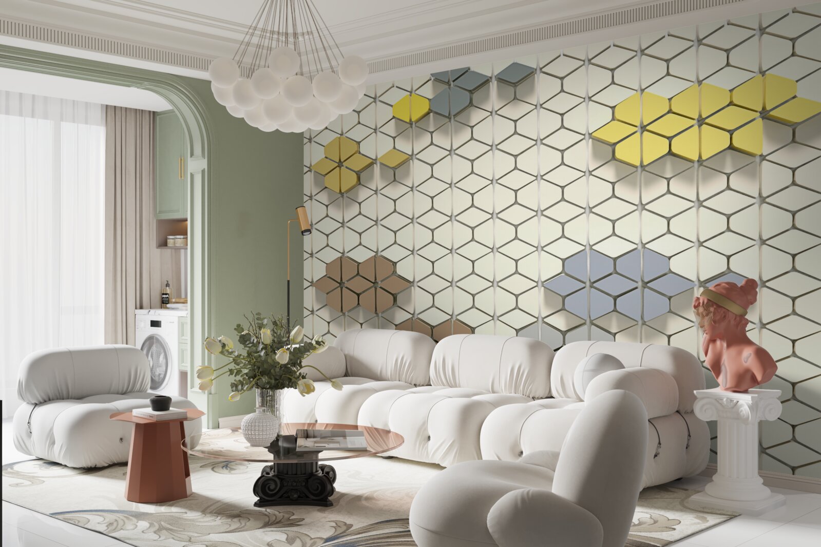 Фотошпалери яскрава клітинка з різнокольоровими елементами