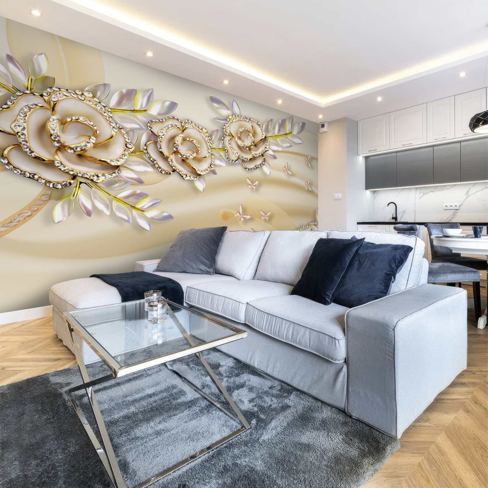 Фотошпалери золотиста квіткова гілка