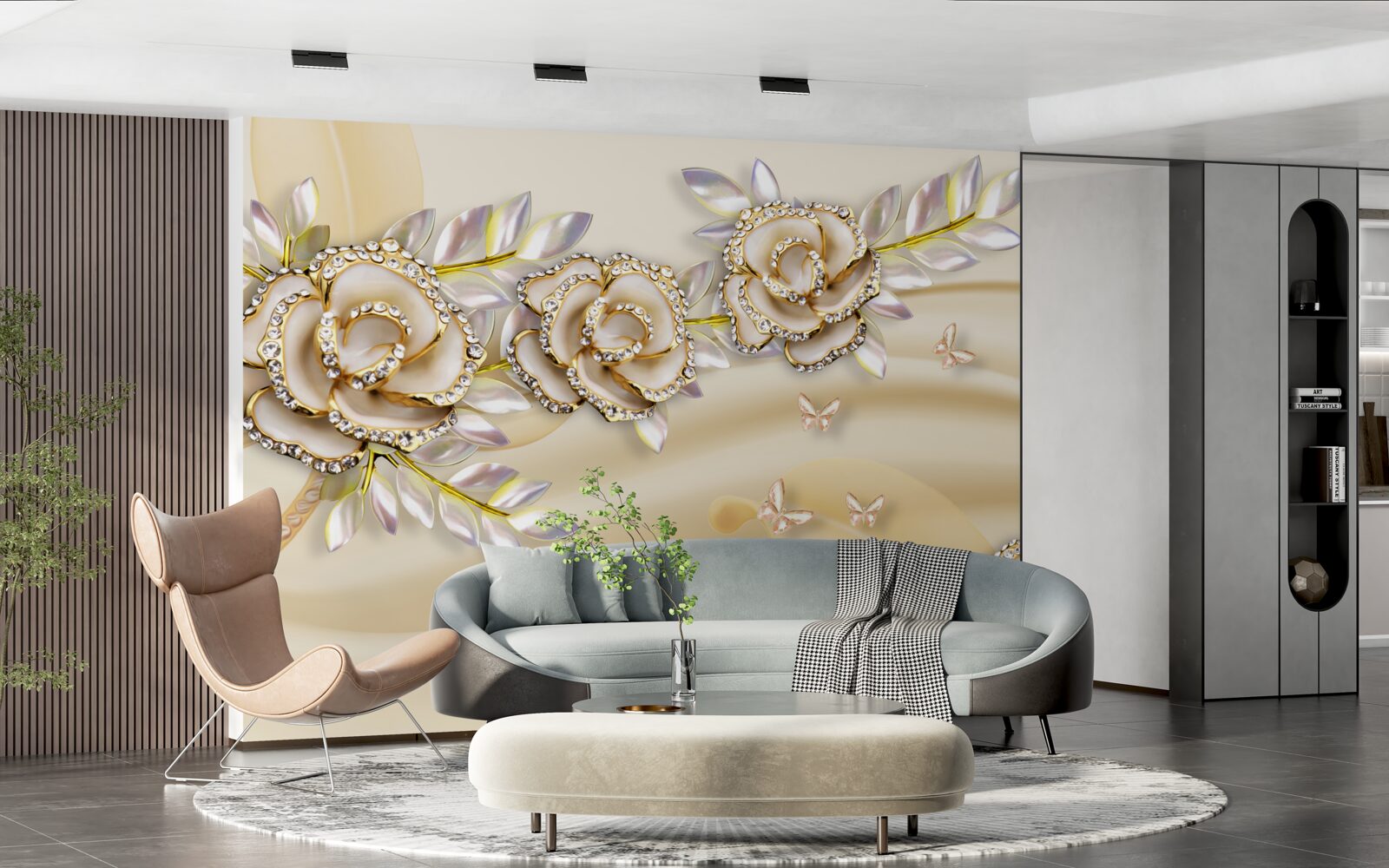 Фотошпалери золотиста квіткова гілка