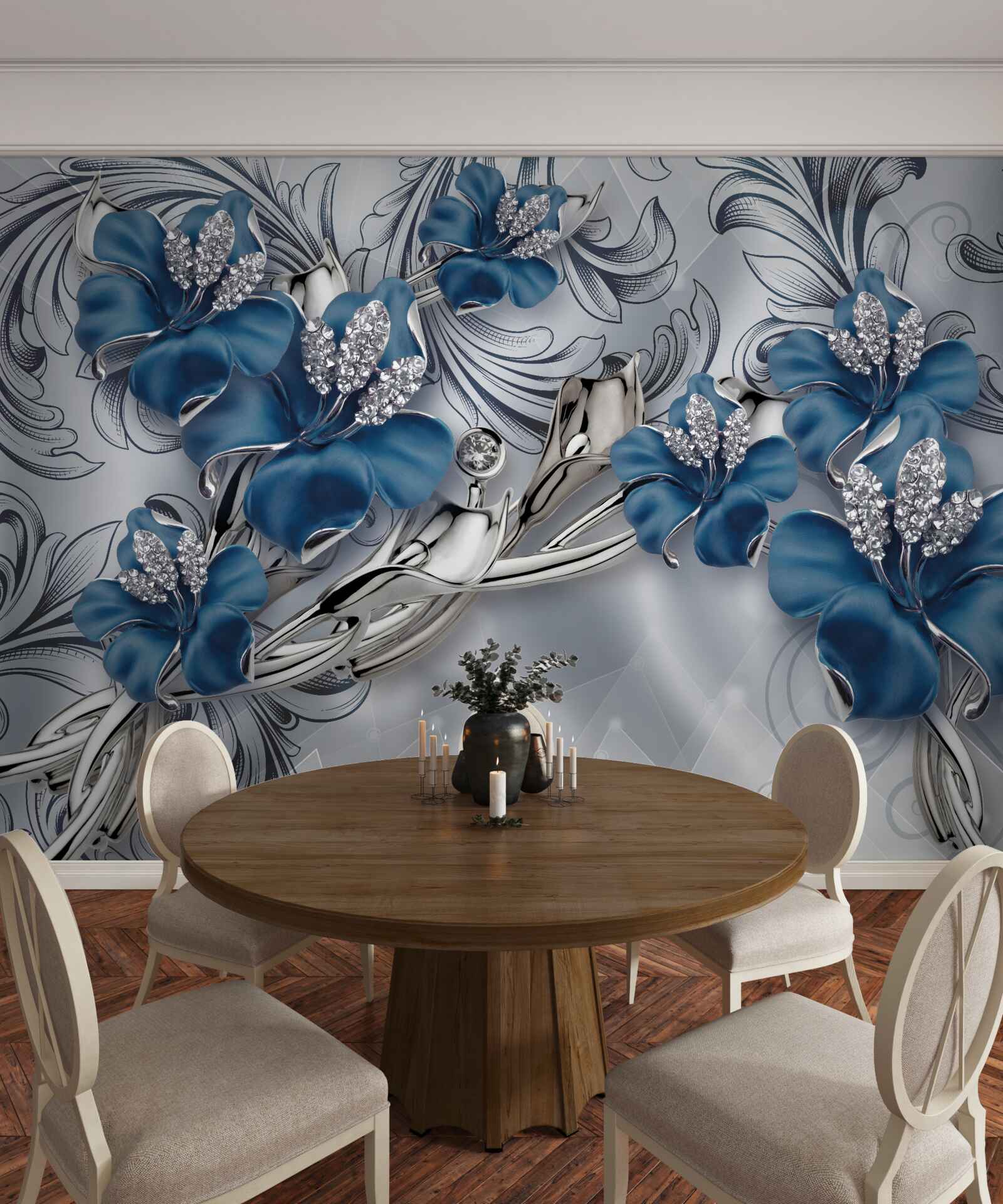 Фотошпалери два синіх бутона.