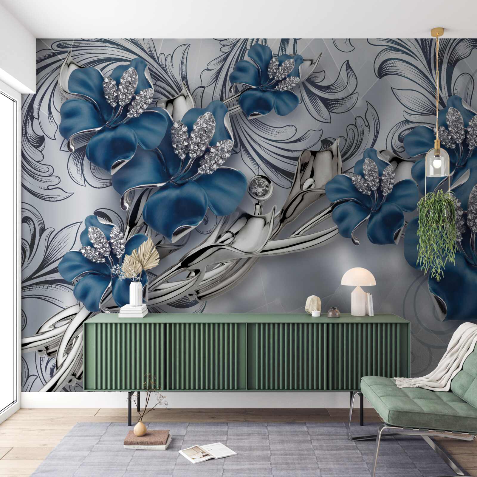 Фотошпалери два синіх бутона.