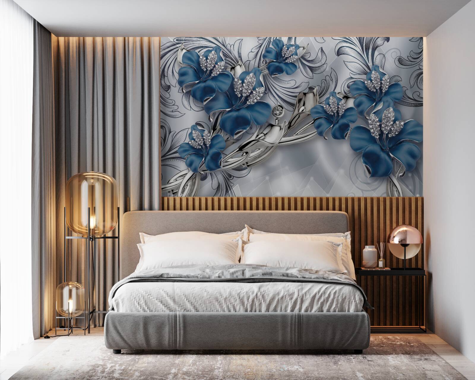 Фотошпалери два синіх бутона.