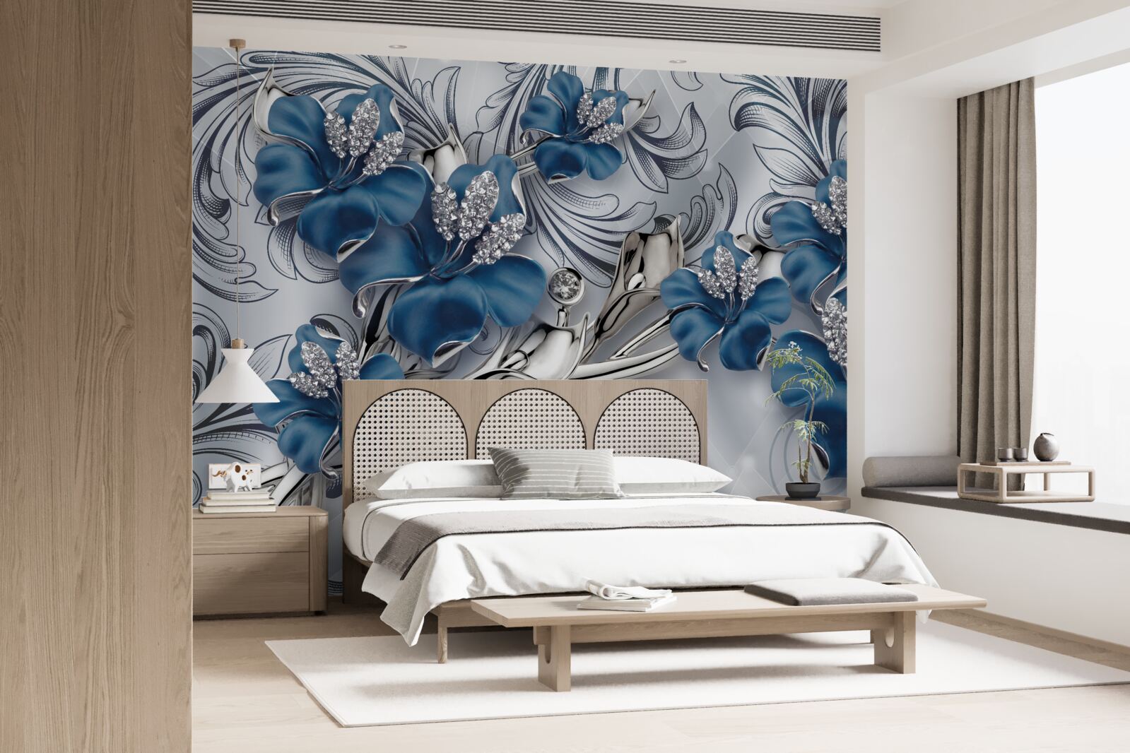 Фотошпалери два синіх бутона.