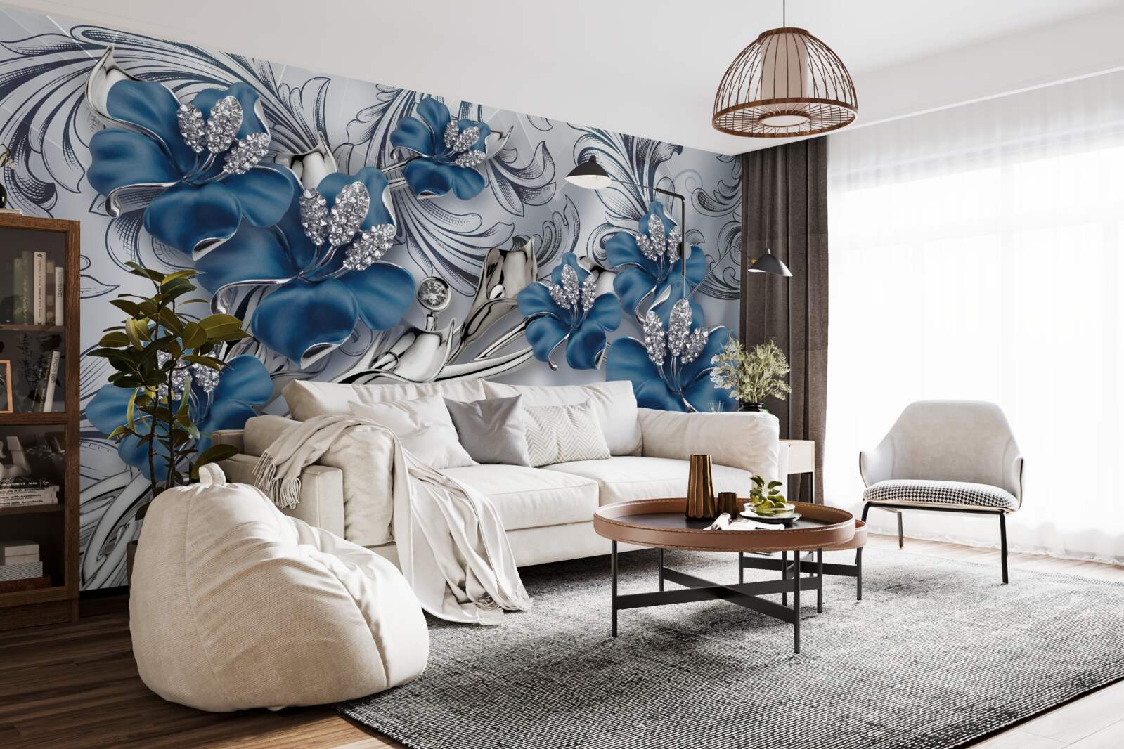 Фотошпалери два синіх бутона.