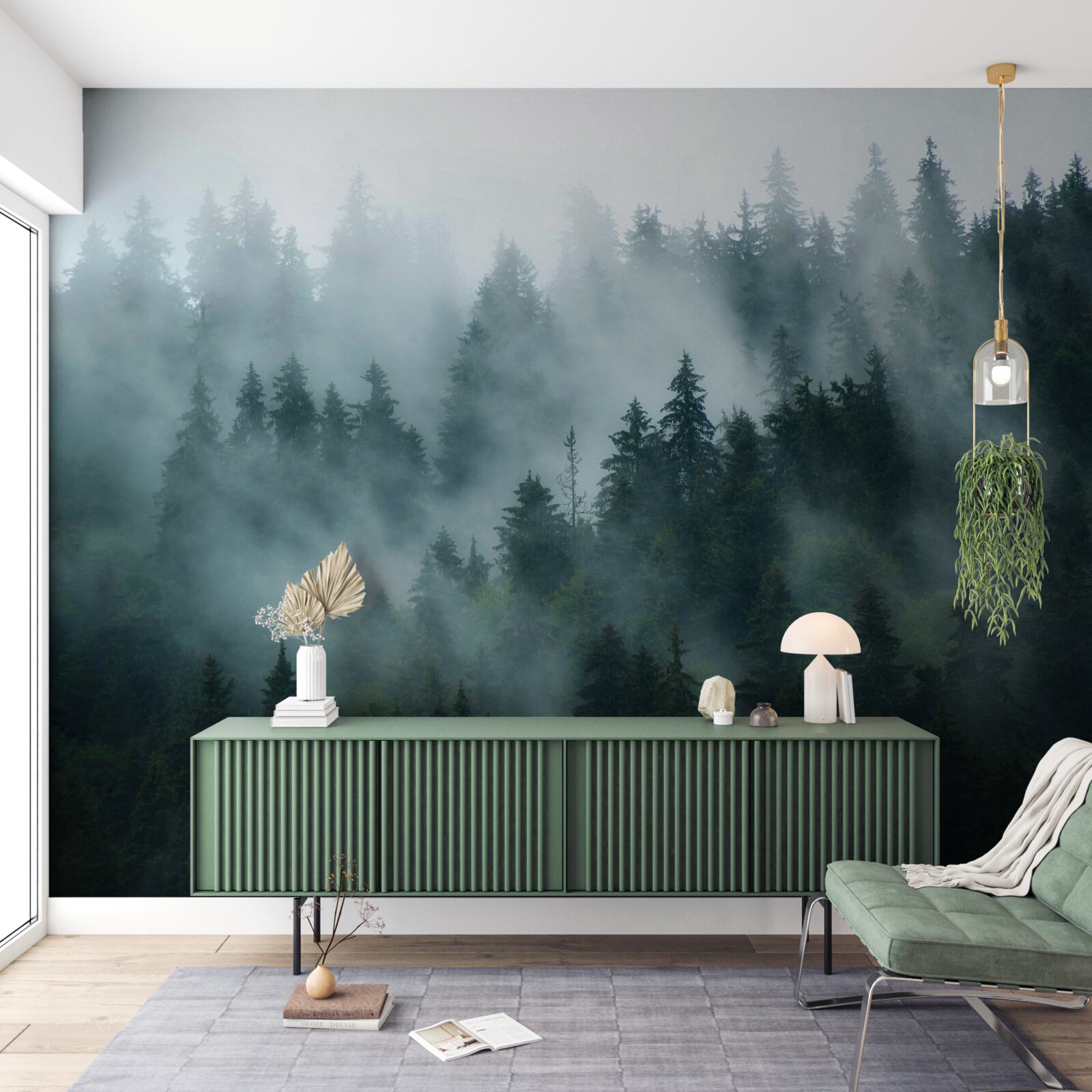 Фотошпалери туман ховається в соснах