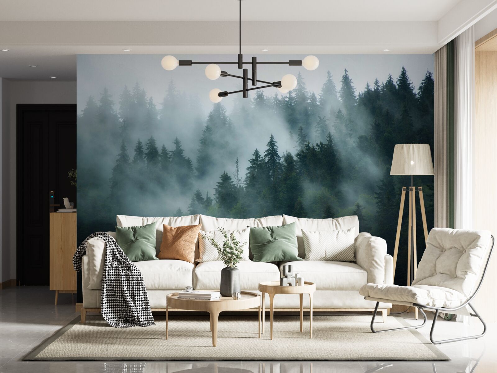 Фотошпалери туман ховається в соснах