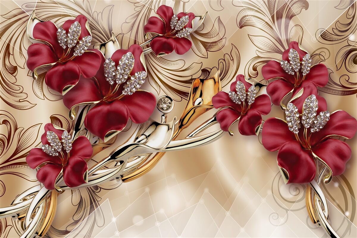 Фотошпалери бордові лілії королівського розміру