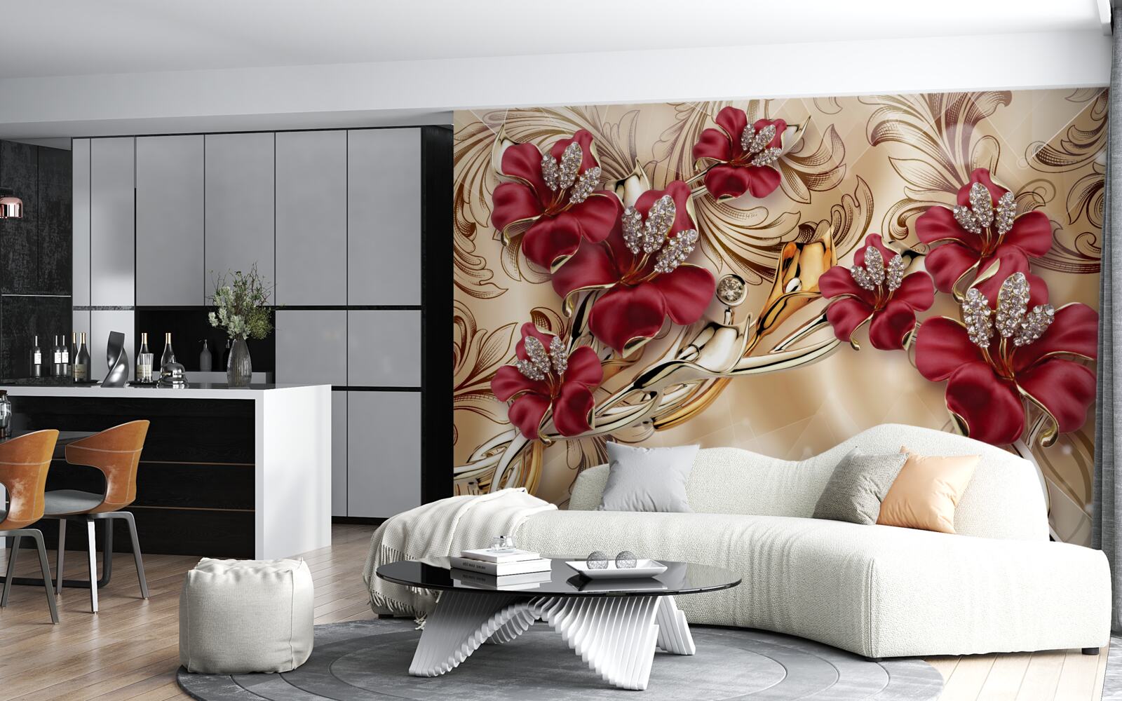 Фотошпалери бордові лілії королівського розміру