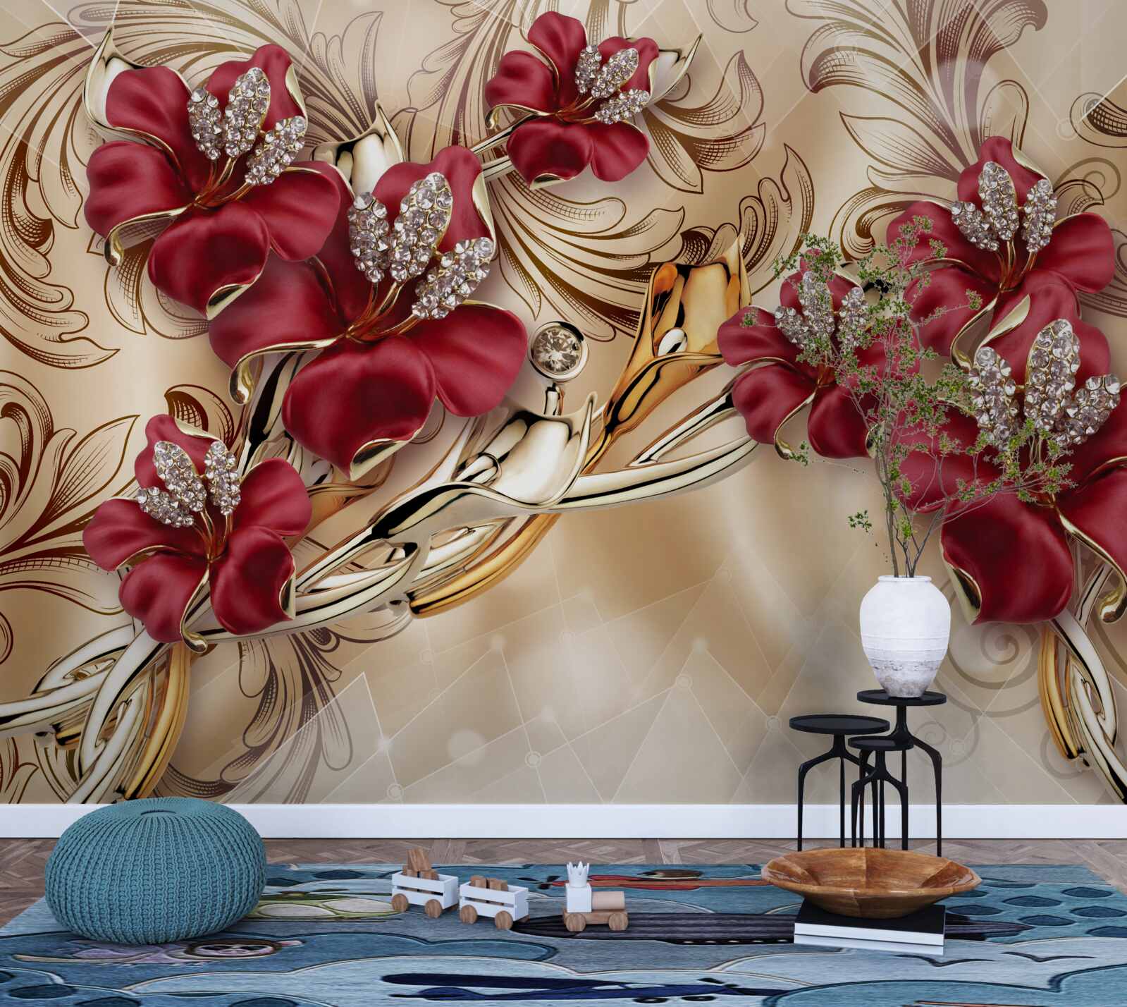 Фотошпалери бордові лілії королівського розміру