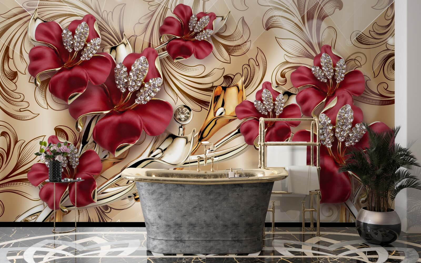 Фотошпалери бордові лілії королівського розміру