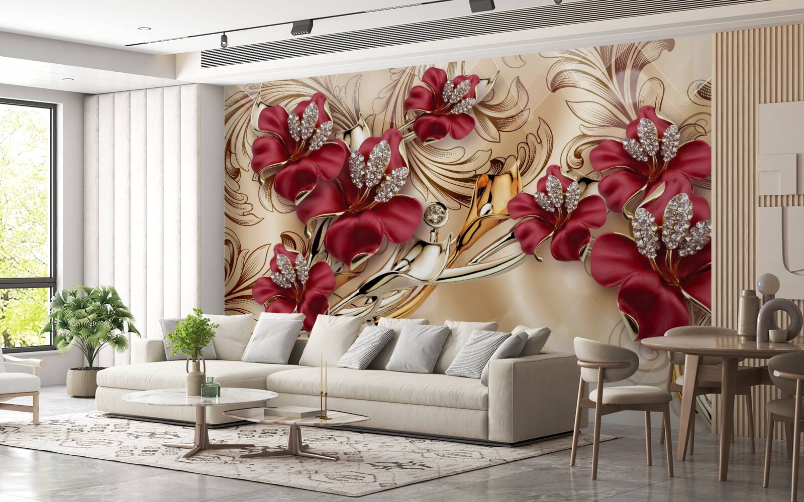 Фотошпалери бордові лілії королівського розміру