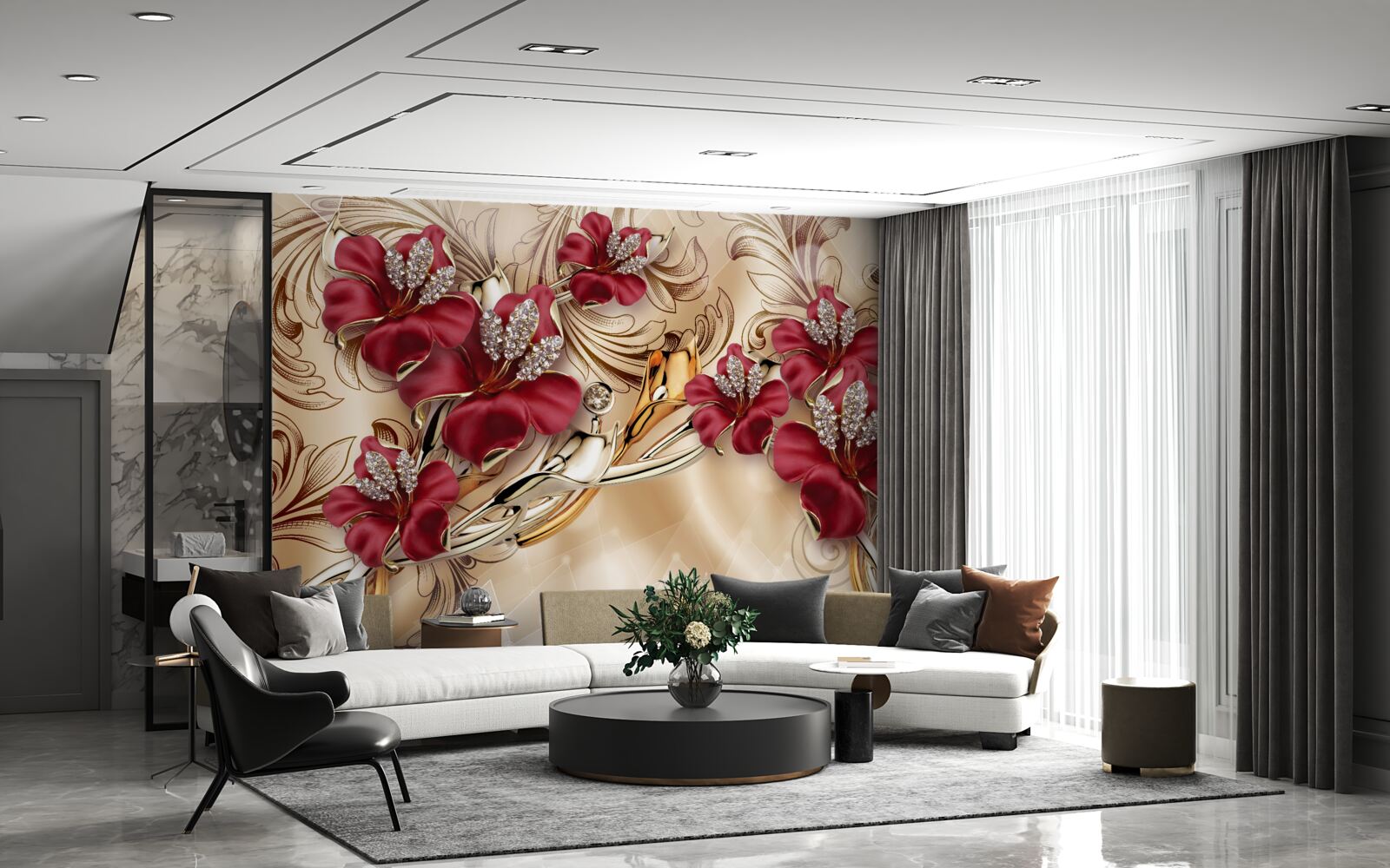 Фотошпалери бордові лілії королівського розміру