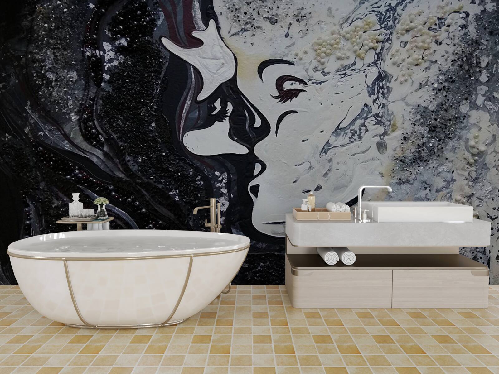 Фотошпалери поцілунок пристрасті на стіні