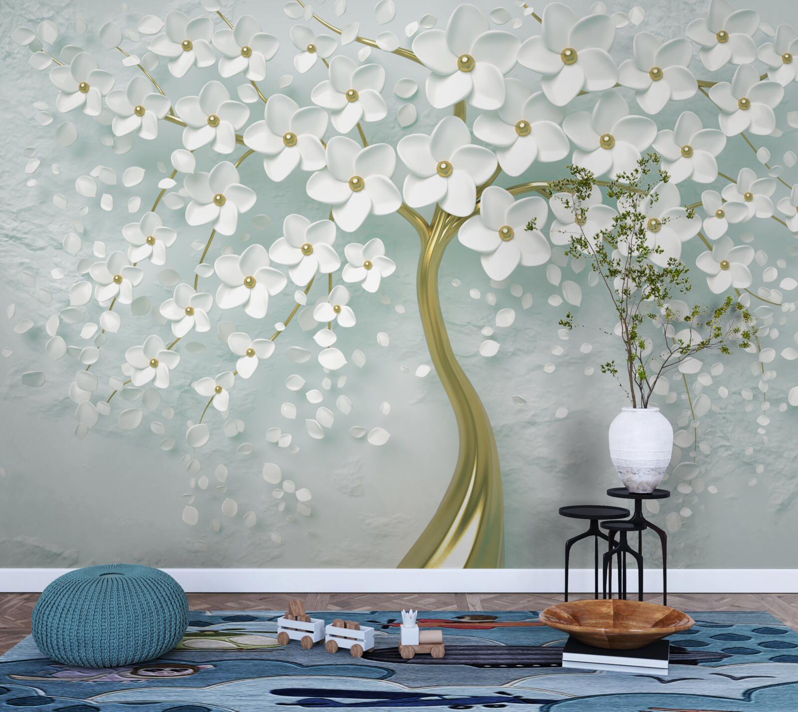 Фотошпалери квітка в білому одязі на гілці дерева