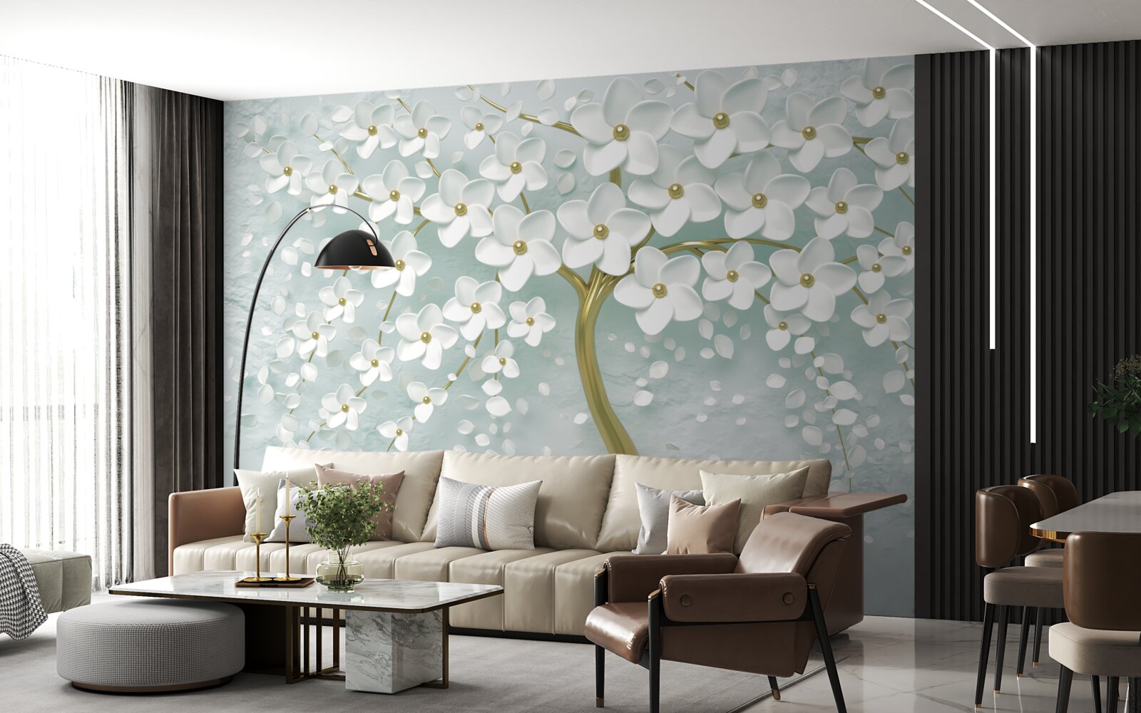 Фотошпалери квітка в білому одязі на гілці дерева