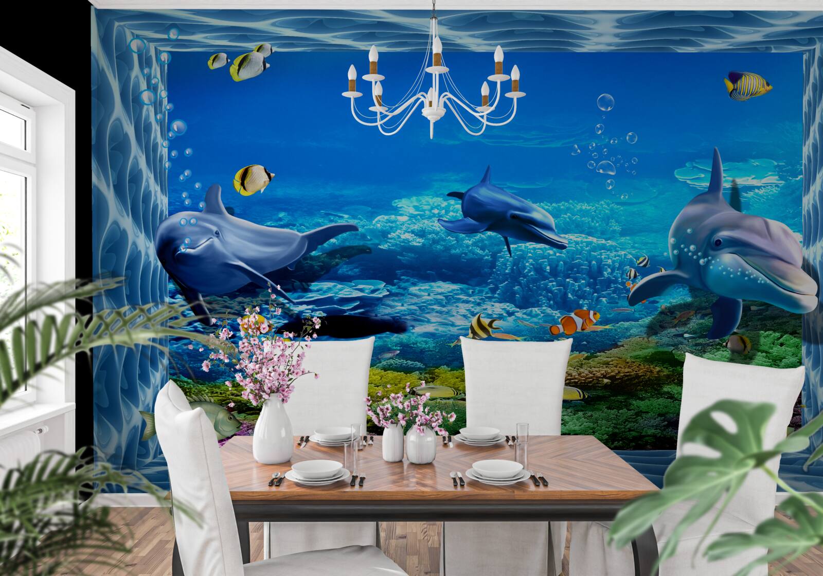 Фотошпалери дельфіни у водному зоопарку