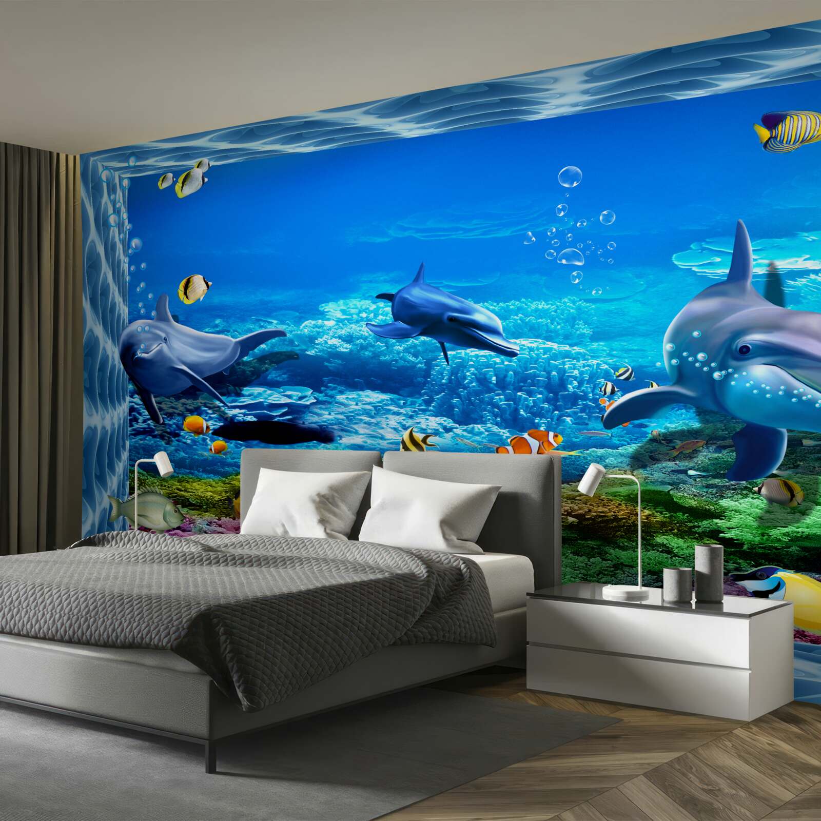 Фотошпалери дельфіни у водному зоопарку