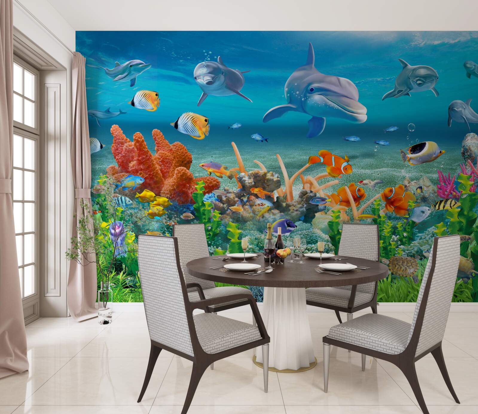 Фотошпалери акваріум, акваріум з водною екосистемою, в якому підтримується прісна вода