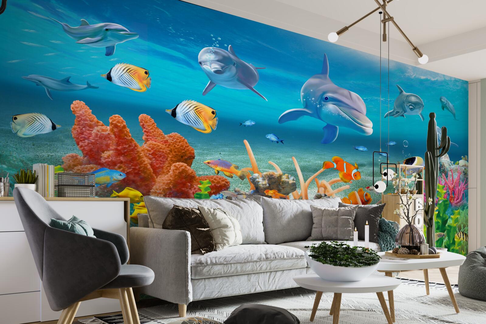 Фотошпалери акваріум, акваріум з водною екосистемою, в якому підтримується прісна вода