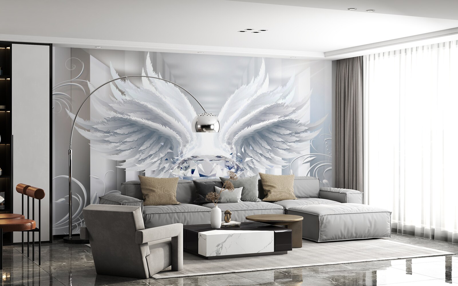 Фотошпалери Стіна, ручка та білий колір