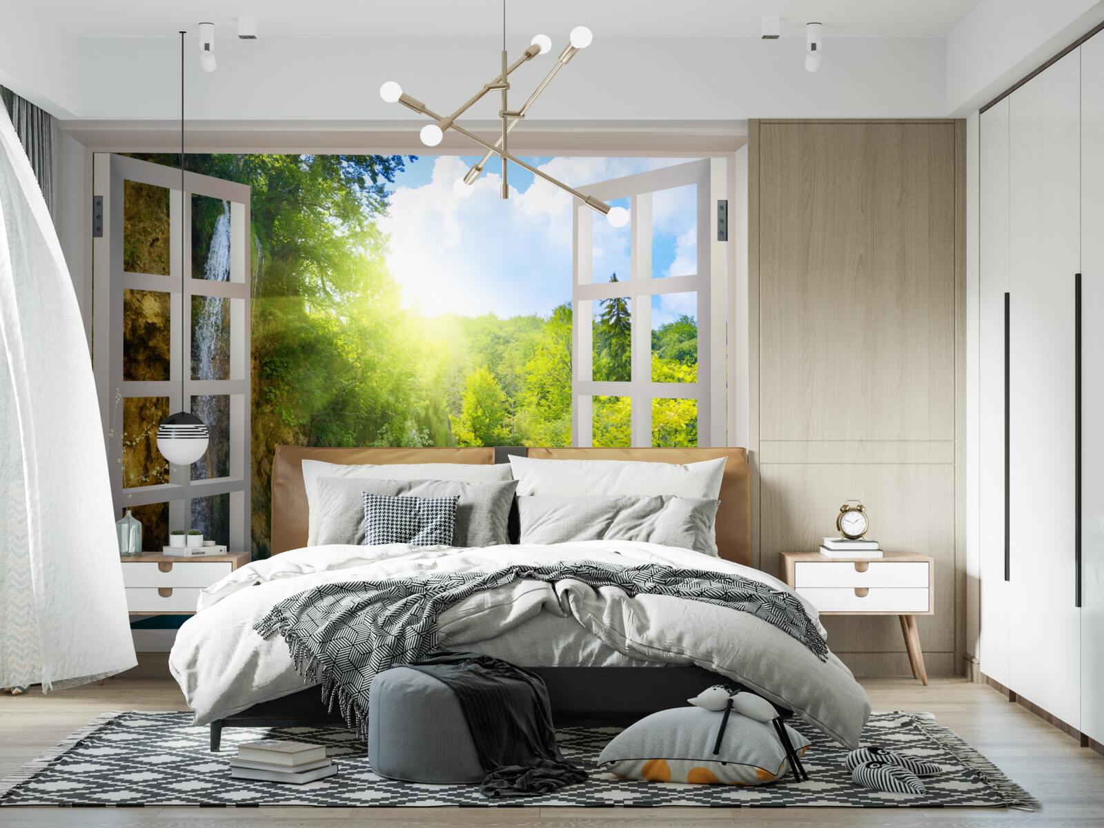 Фотошпалери пейзаж природи за вікном і пронизливий протяг