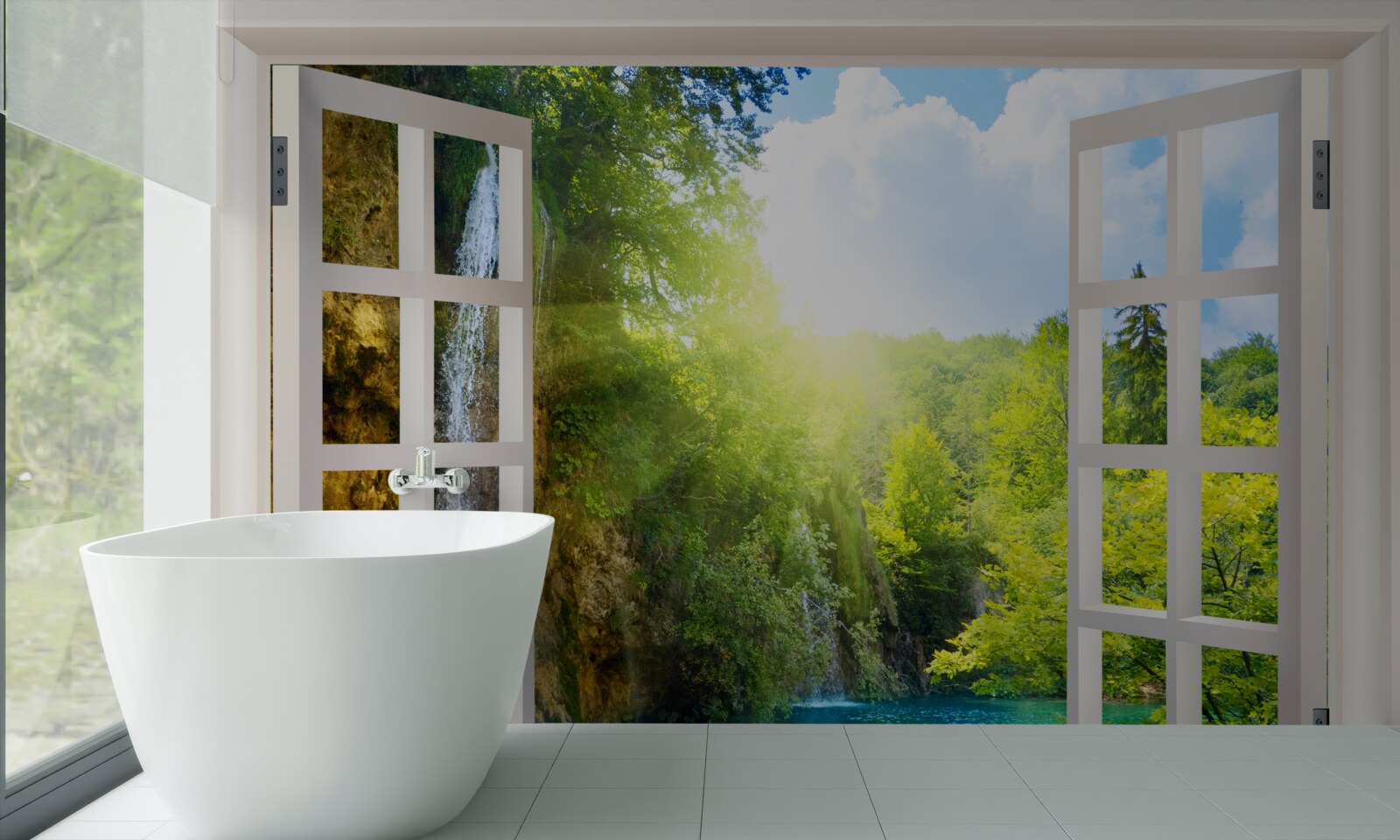 Фотошпалери пейзаж природи за вікном і пронизливий протяг