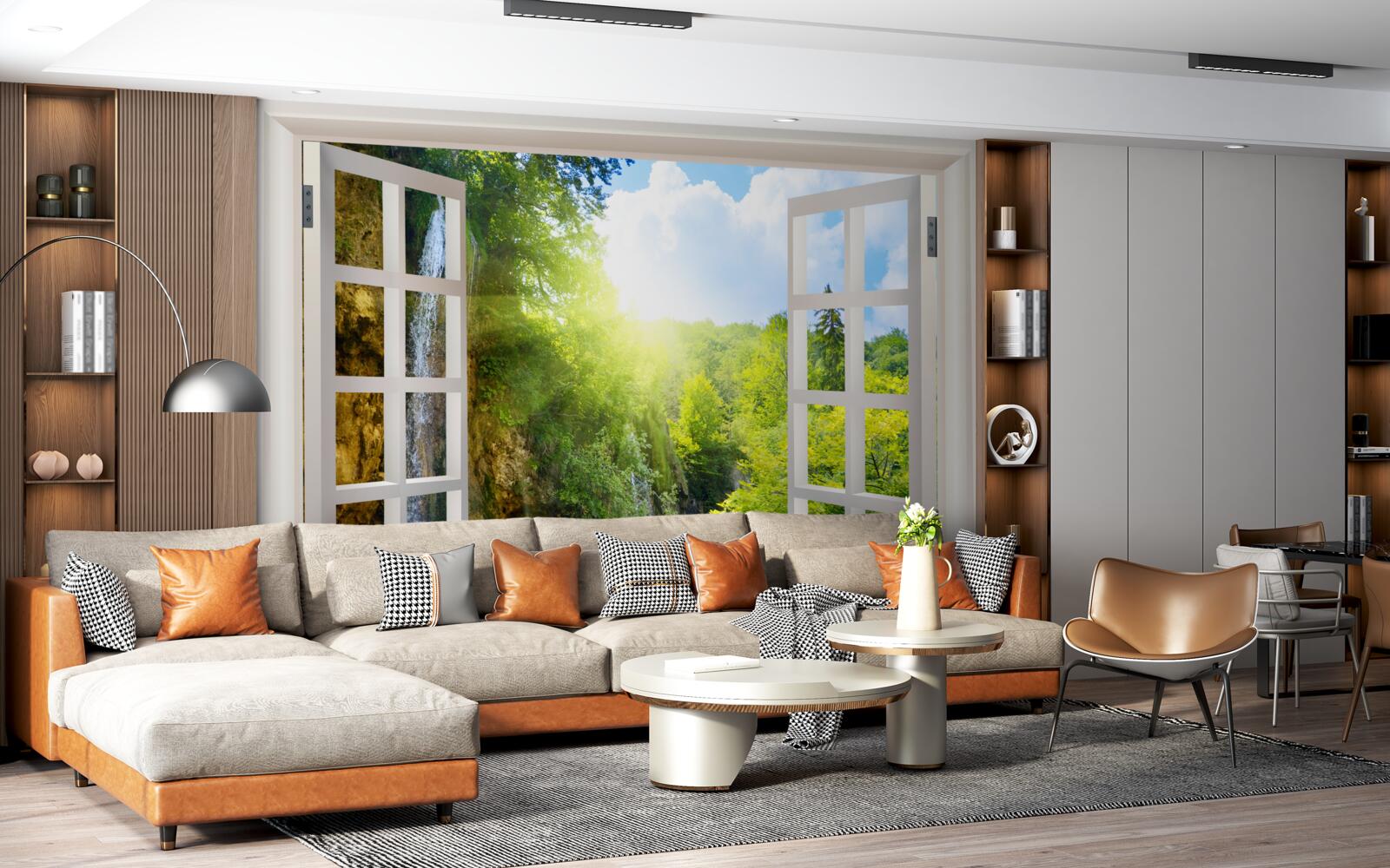 Фотошпалери пейзаж природи за вікном і пронизливий протяг