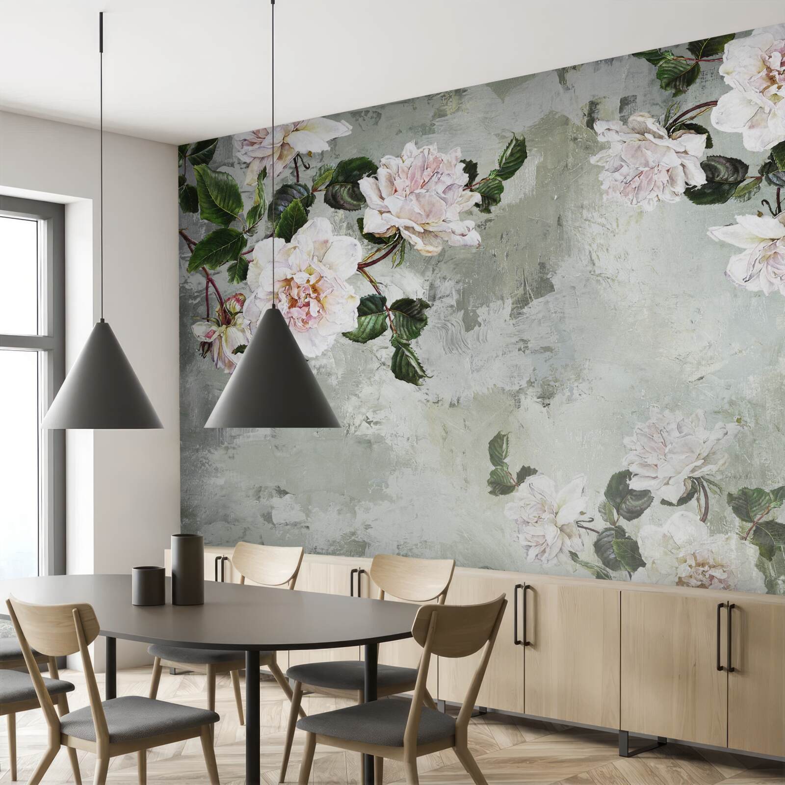 Фотошпалери квітка біля стіни