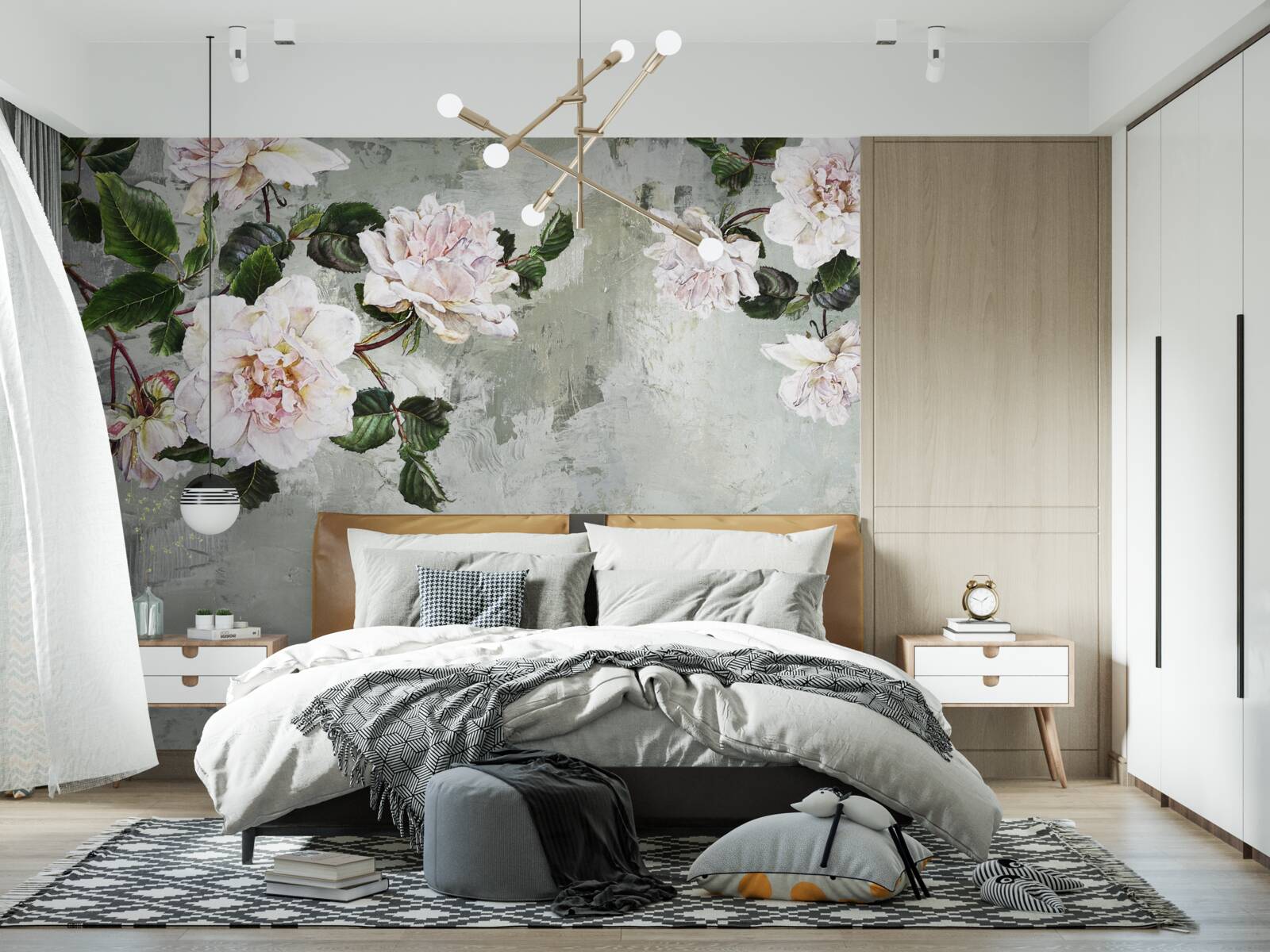 Фотошпалери квітка біля стіни