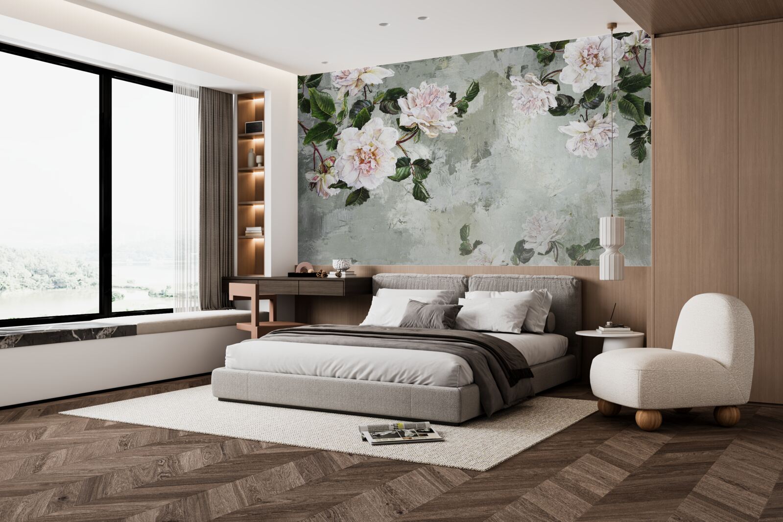 Фотошпалери квітка біля стіни