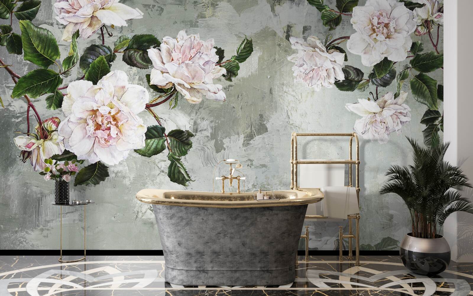 Фотошпалери квітка біля стіни