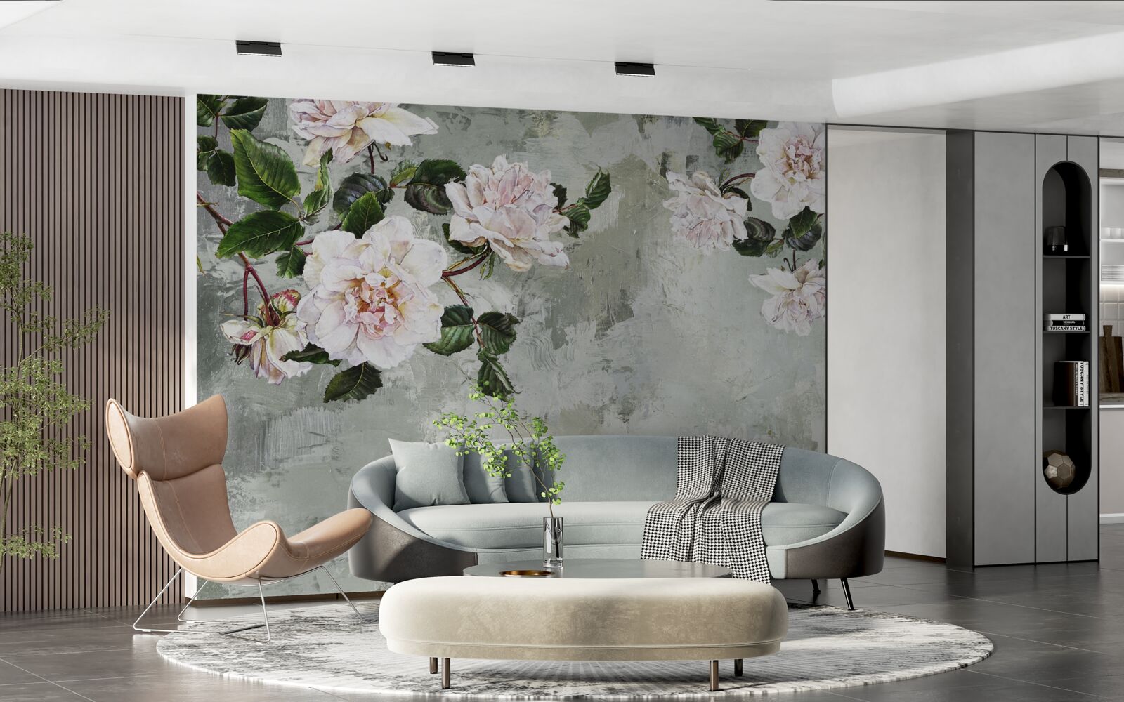 Фотошпалери квітка біля стіни