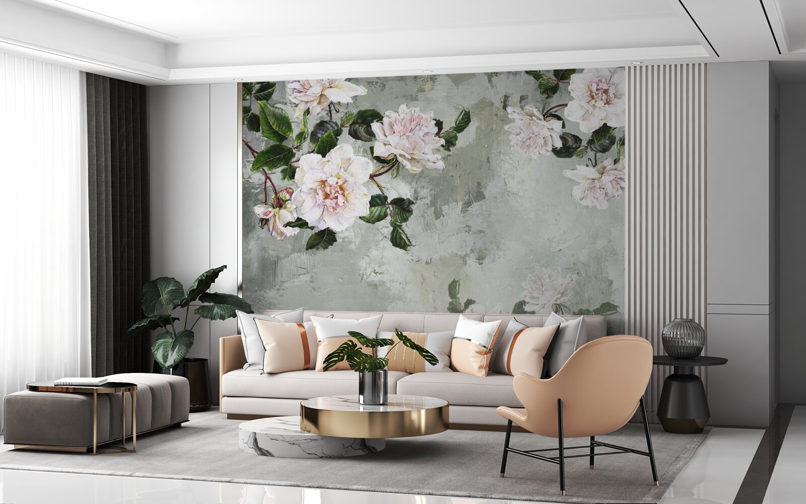 Фотошпалери квітка біля стіни