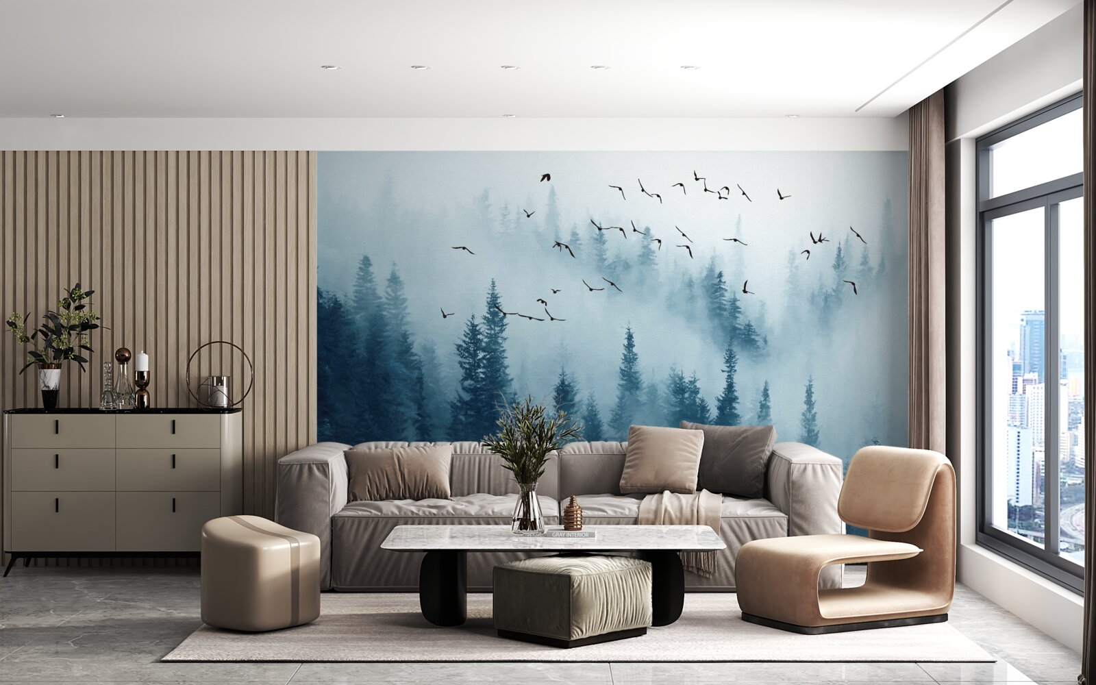 Фотошпалери mglisty las