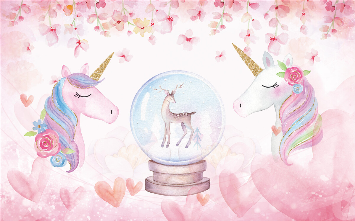 Фотошпалери у дитячій кімнаті є єдинороги