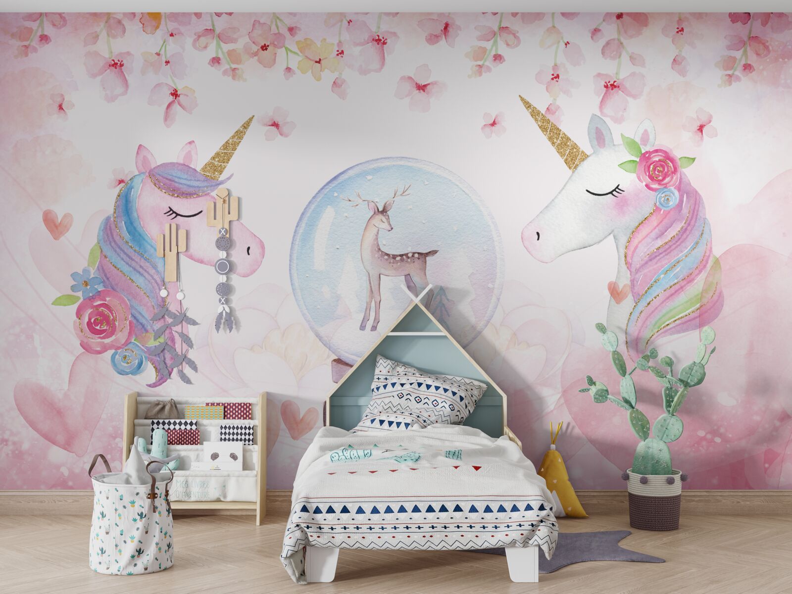 Фотошпалери у дитячій кімнаті є єдинороги