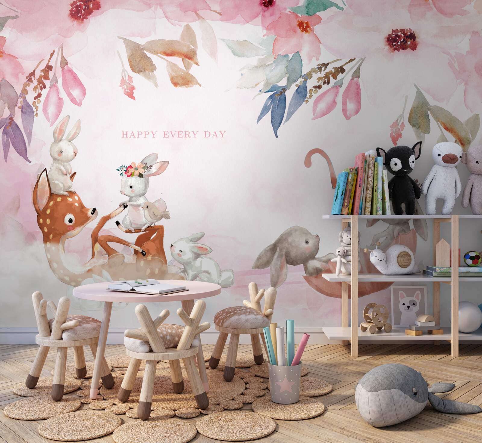 Фотошпалери фауна на рожевому тлі