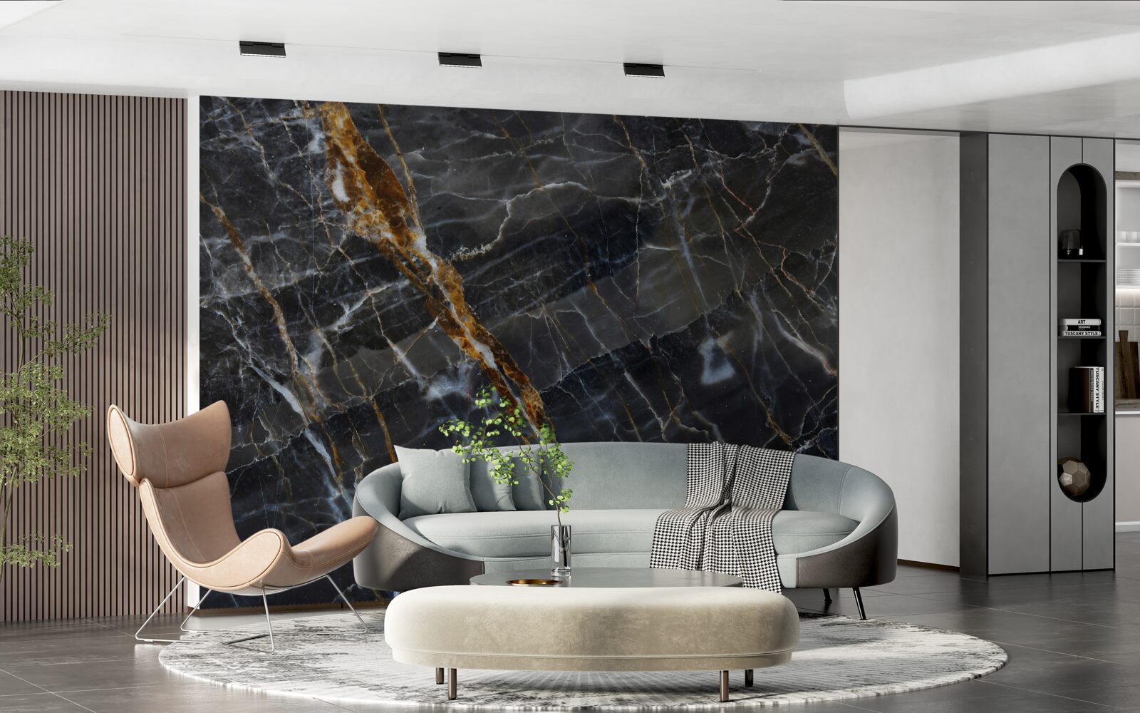 Фотошпалери чорний і золотий фарбований мармур