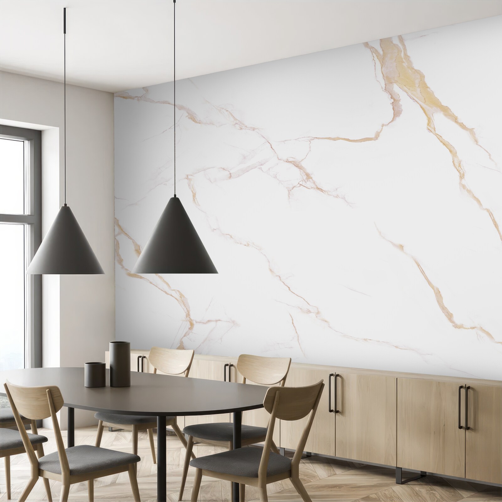 Фотошпалери з мармуром у відтінках білого та бежевого