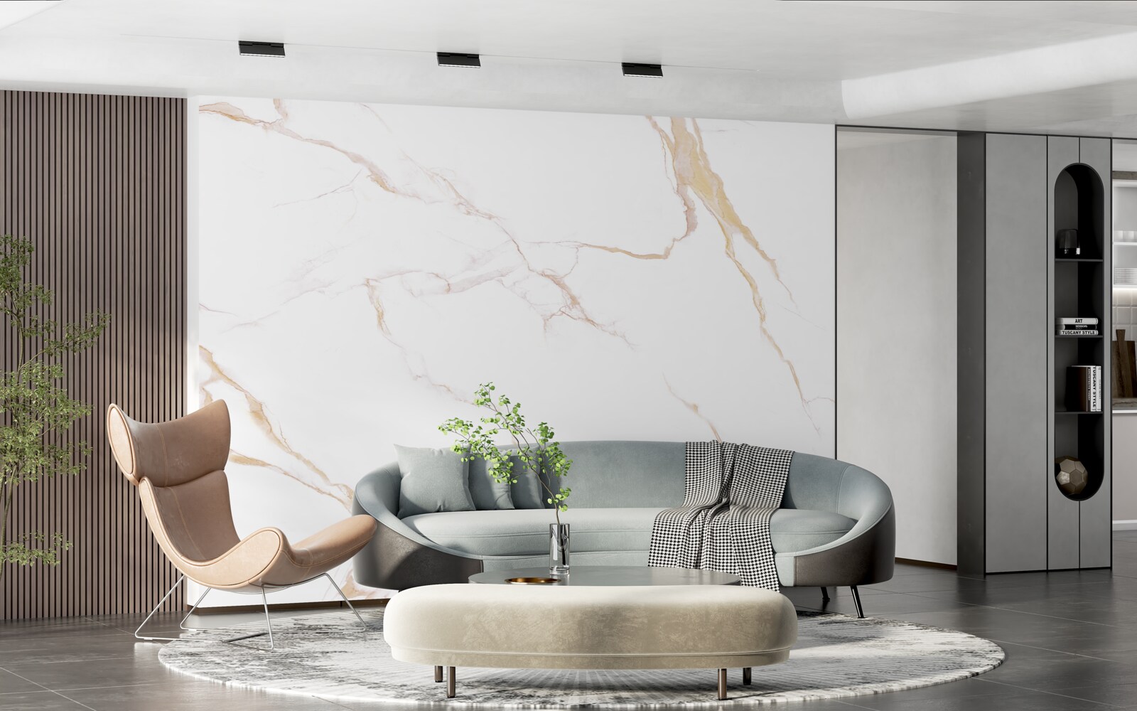 Фотошпалери з мармуром у відтінках білого та бежевого