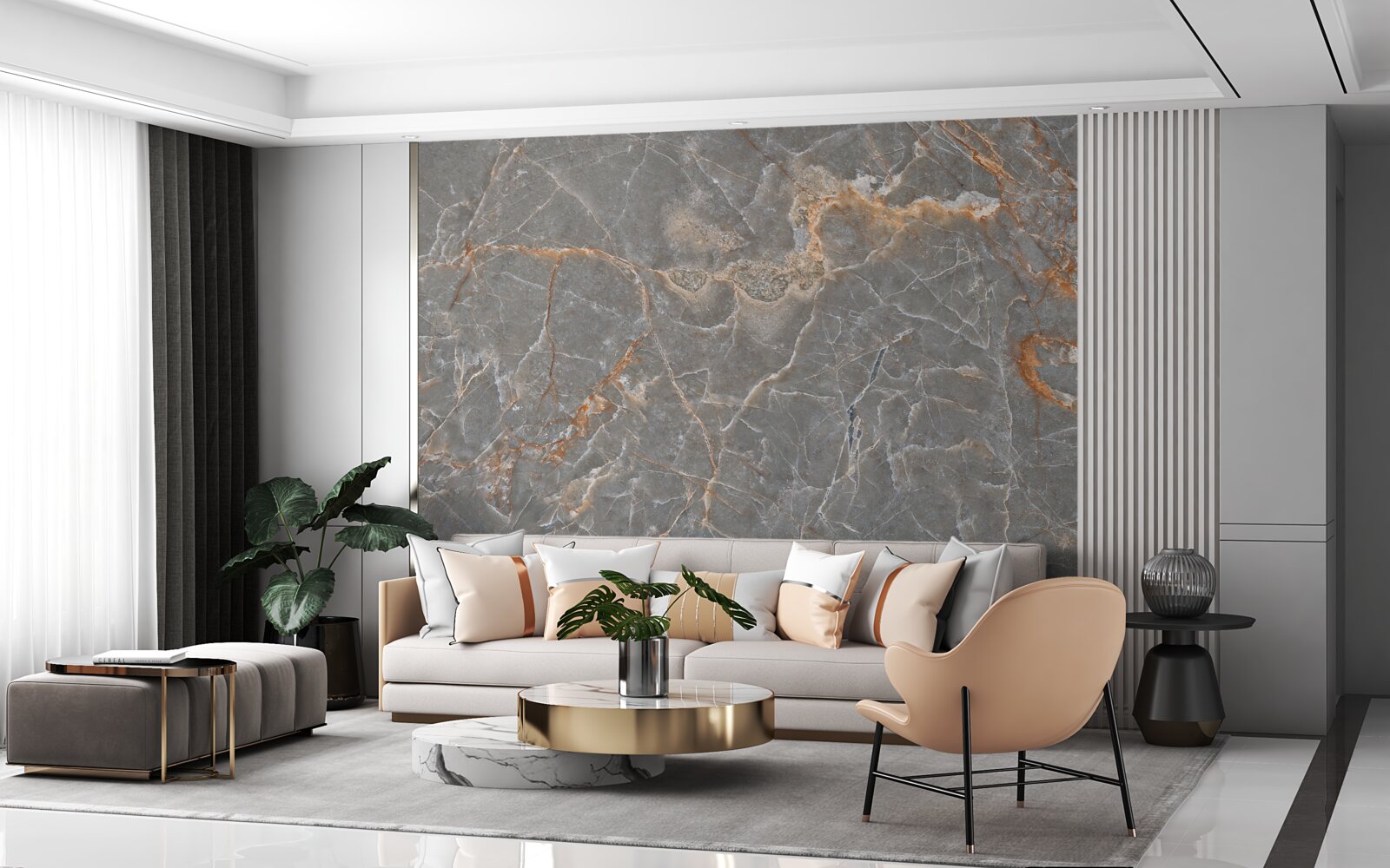 Фотошпалери золотий і срібний мармур