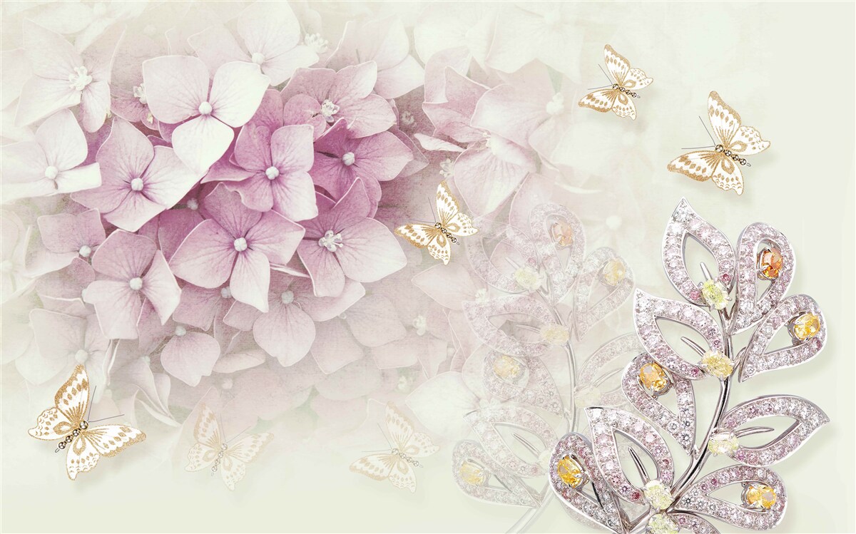 Фотошпалери метелики та бутони троянд