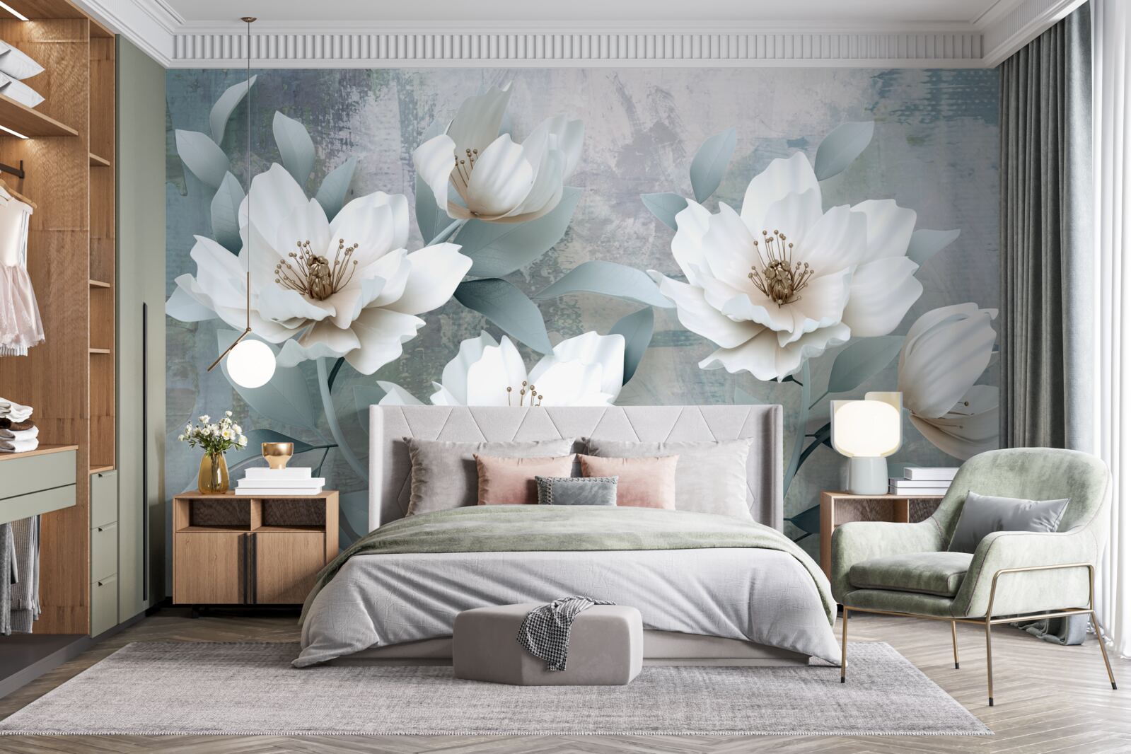 Фотошпалери Білосніжні півонії