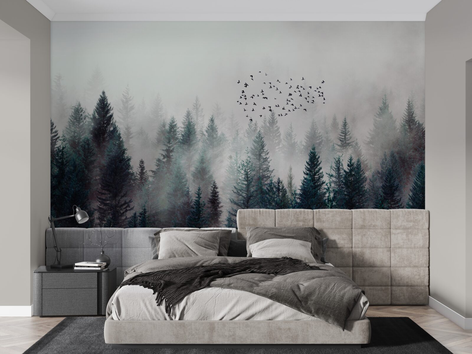 Фотошпалери птахи та ялинки