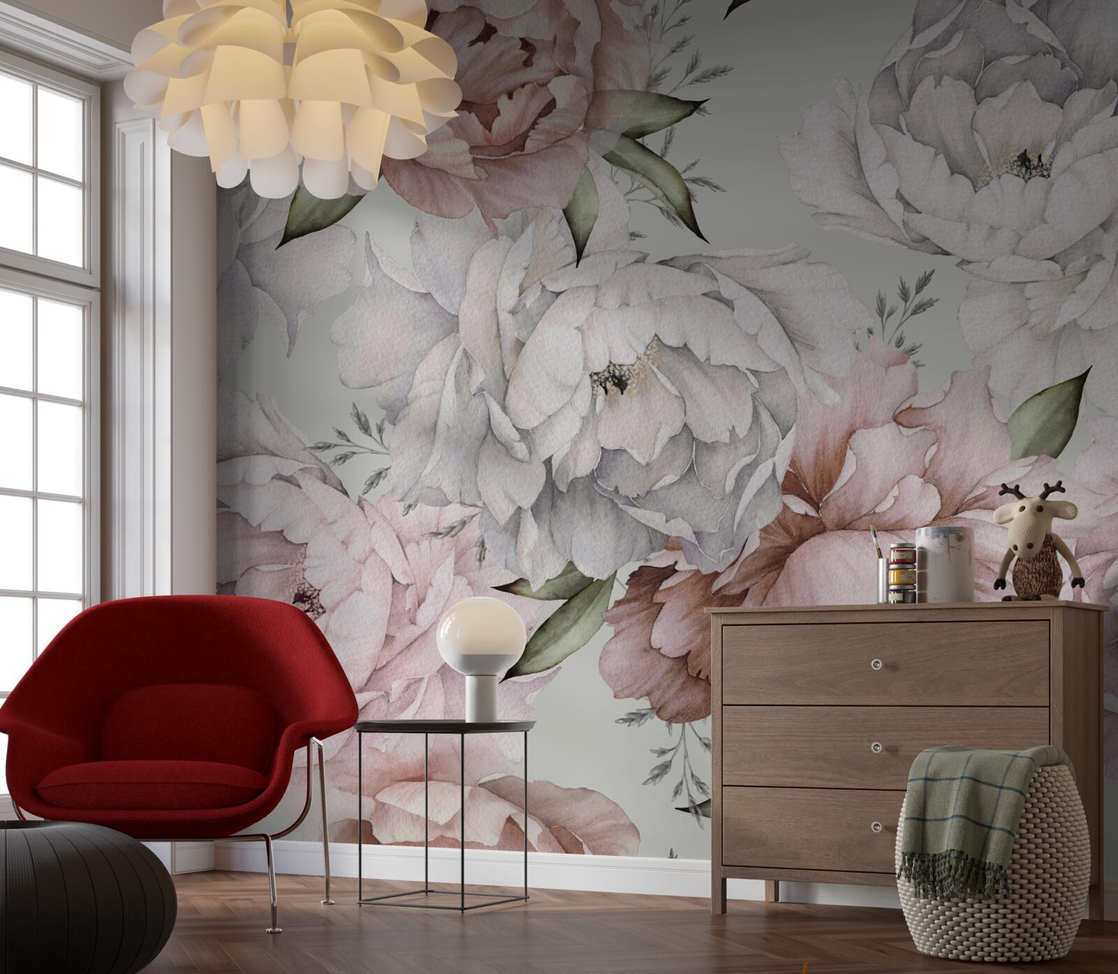 Фотошпалери яскраві півонії