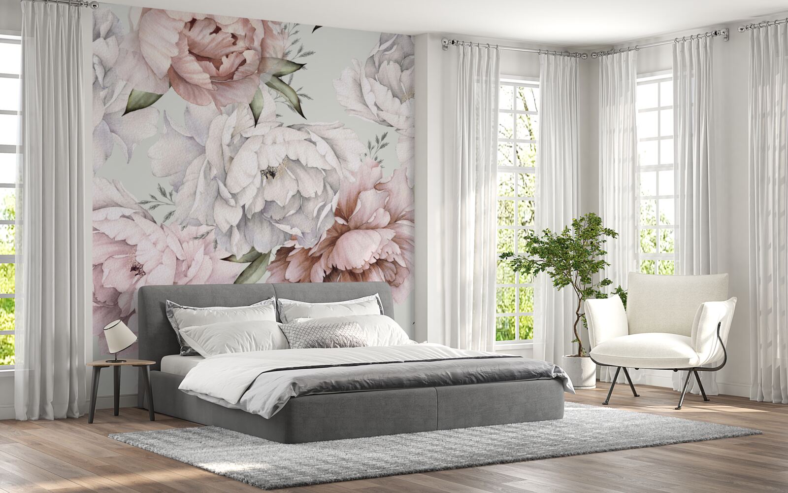 Фотошпалери яскраві півонії