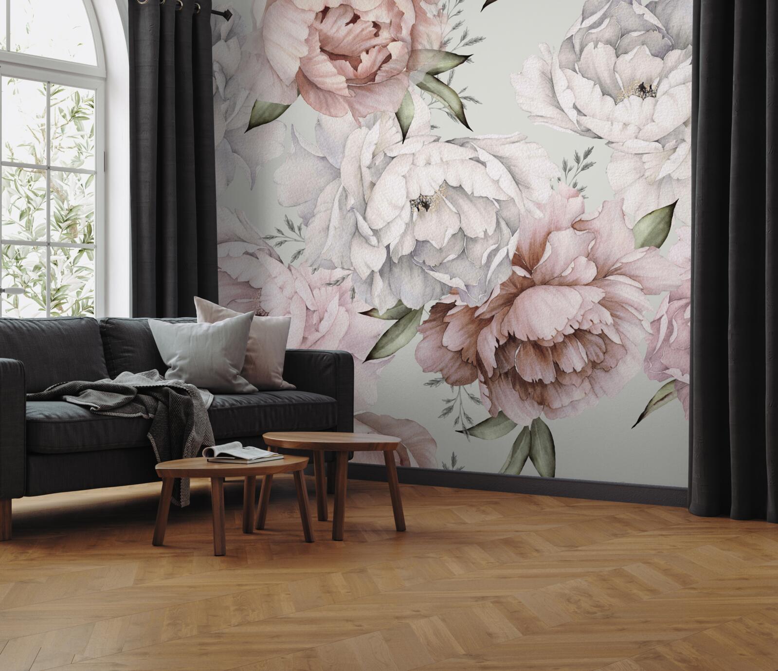 Фотошпалери яскраві півонії