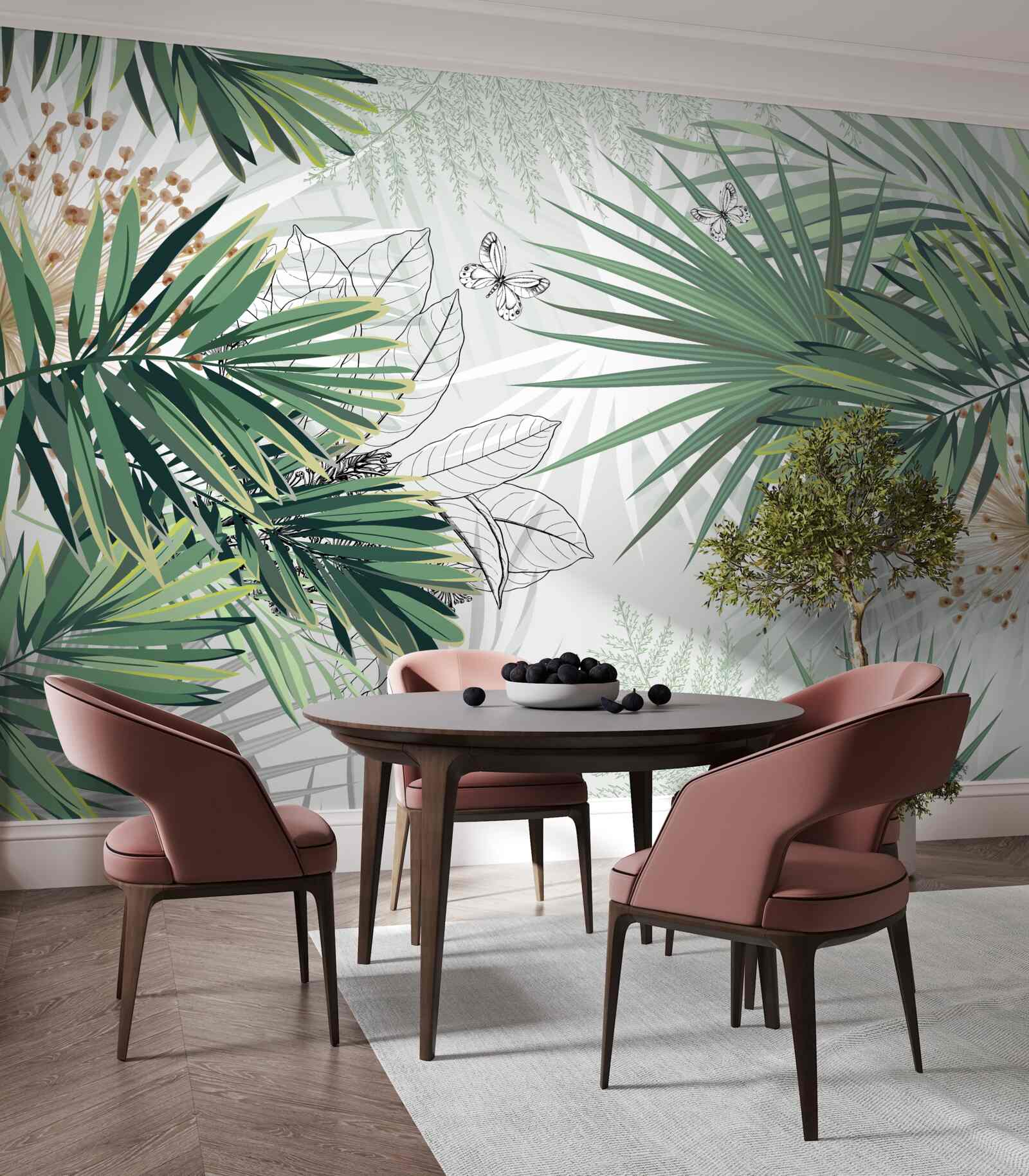 Фотошпалери коридор, дерево та вітальня