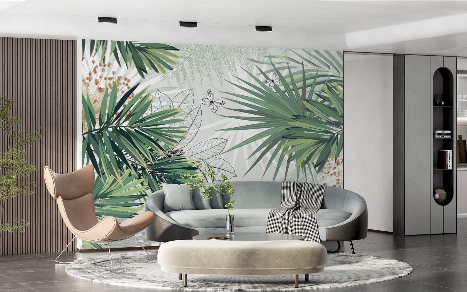 Фотошпалери коридор, дерево та вітальня