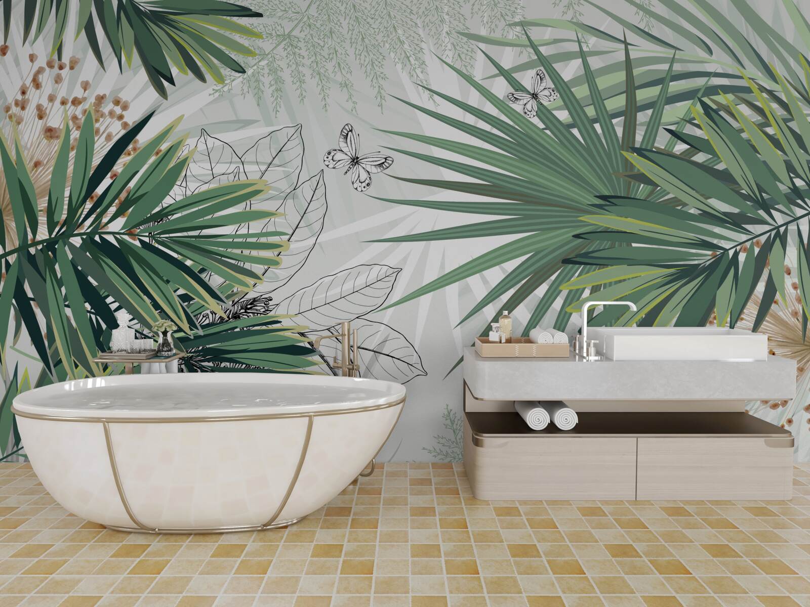 Фотошпалери коридор, дерево та вітальня